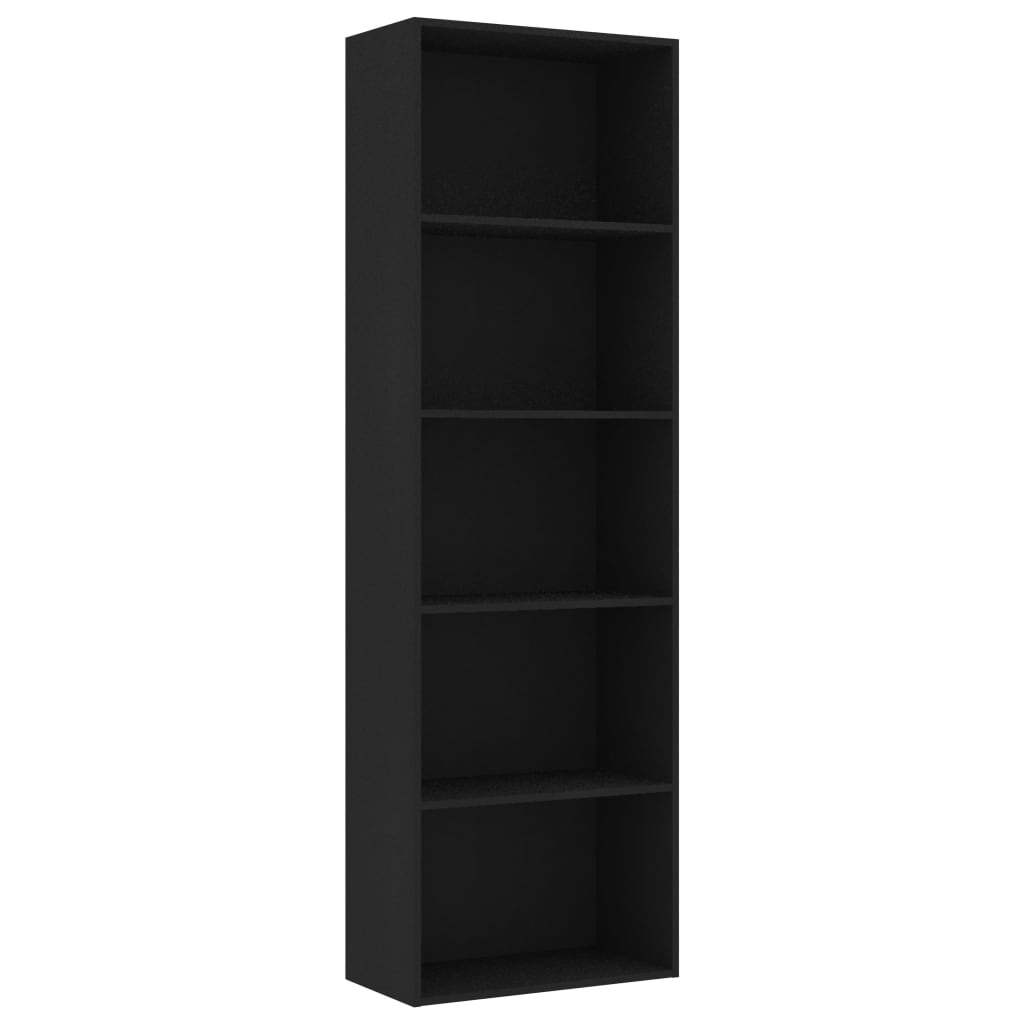 Bibliotecă cu 5 rafturi, negru, 60x30x189 cm, PAL - Lando