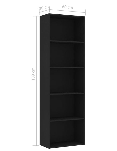 Încărcați imaginea în vizualizatorul Galerie, Bibliotecă cu 5 rafturi, negru, 60x30x189 cm, PAL - Lando
