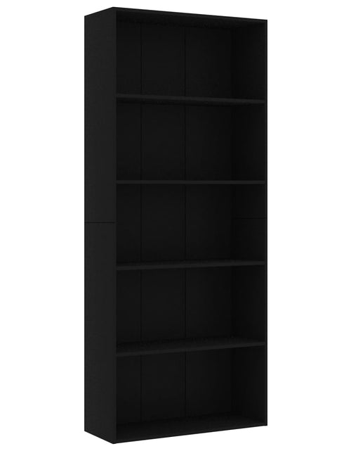 Încărcați imaginea în vizualizatorul Galerie, Bibliotecă cu 5 rafturi, negru, 80 x 30 x 189 cm, PAL Lando - Lando
