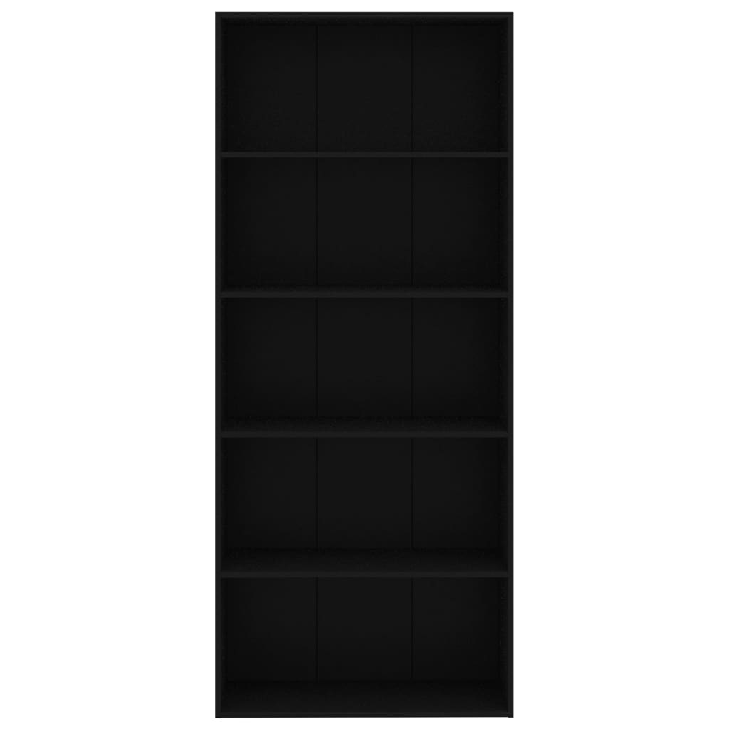 Bibliotecă cu 5 rafturi, negru, 80 x 30 x 189 cm, PAL Lando - Lando