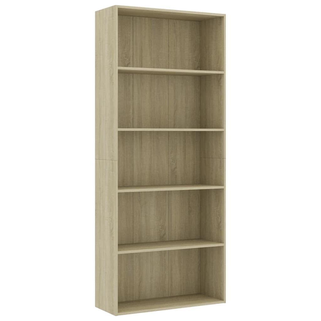 Bibliotecă cu 5 rafturi, stejar Sonoma, 80 x 30 x 189 cm, PAL - Lando