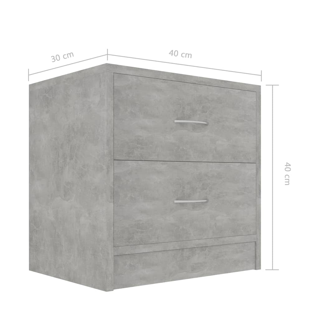 Noptiere, 2 buc., gri beton, 40 x 30 x 40  cm, PAL - Lando