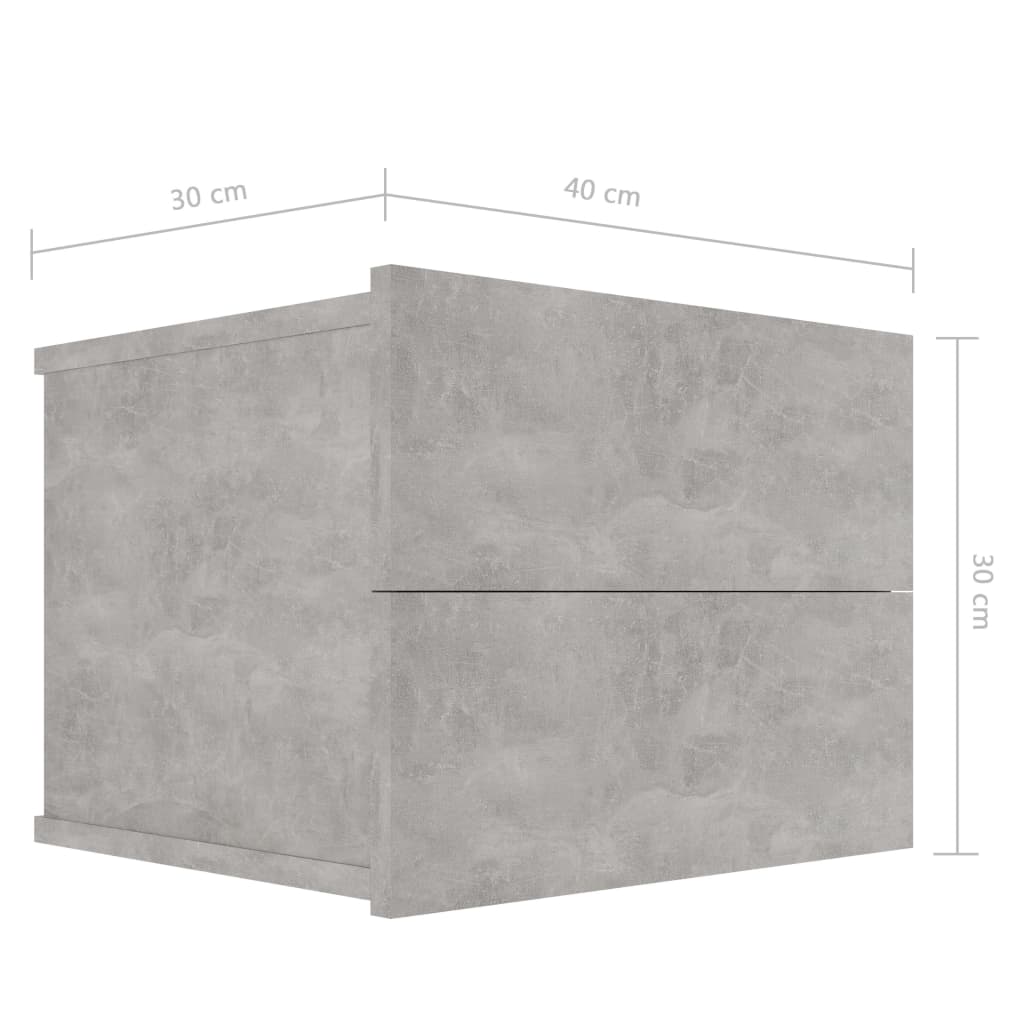 Noptieră, gri beton, 40 x 30 x 30 cm, PAL - Lando