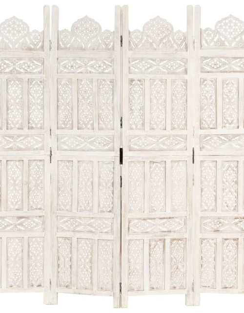 Încărcați imaginea în vizualizatorul Galerie, Paravan cameră sculptat manual, 4 panouri, alb 160x165 cm mango - Lando
