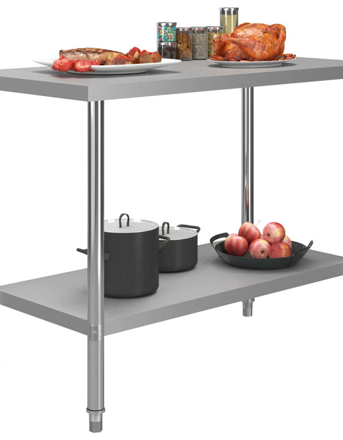 Încărcați imaginea în vizualizatorul Galerie, Masă de lucru bucătărie, 120 x 60 x 85 cm, oțel inoxidabil - Lando
