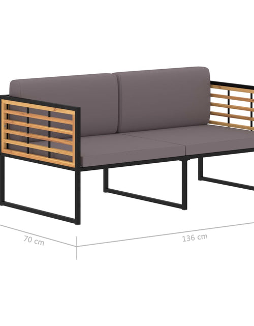 Загрузите изображение в средство просмотра галереи, Bancă de grădină cu perne, gri închis, 136cm, lemn masiv acacia - Lando
