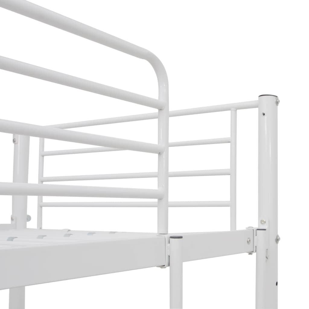 Cadru de pat supraetajat cu masă, alb, 90 x 200 cm, metal - Lando