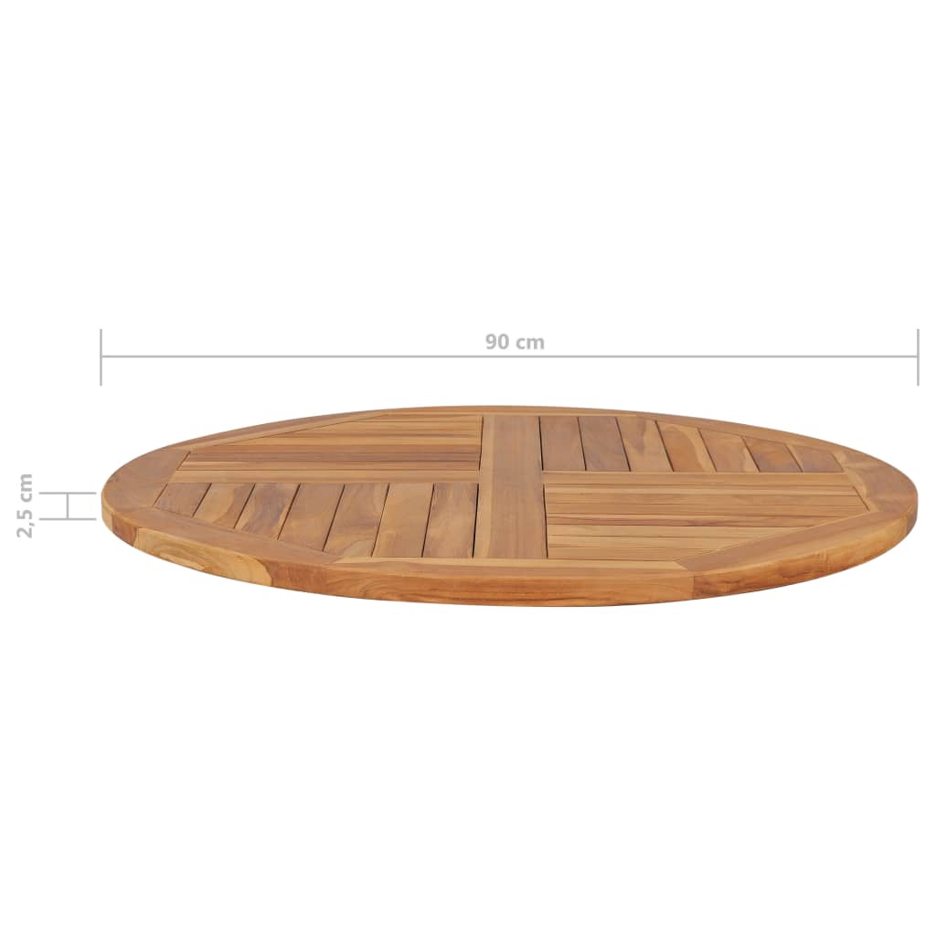 Blat de masă rotund, 90 cm, lemn masiv de tec, 2,5 cm - Lando