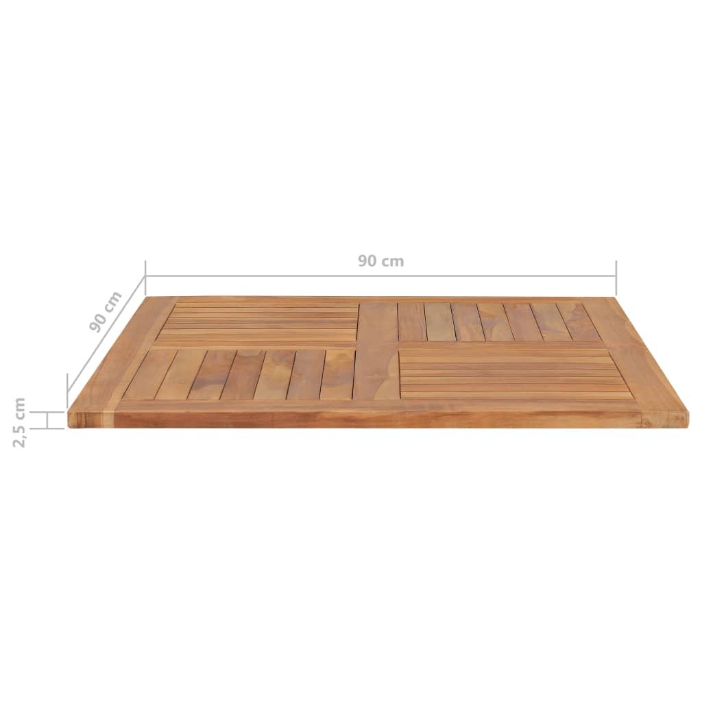 Blat de masă pătrată, 90 x 90 x 2,5 cm, lemn masiv de tec - Lando