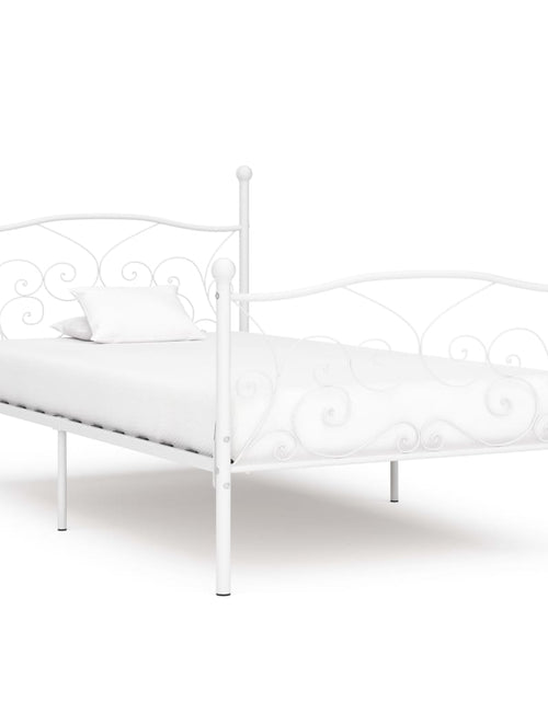 Загрузите изображение в средство просмотра галереи, Cadru de pat cu bază din șipci, alb, 90 x 200 cm, metal - Lando
