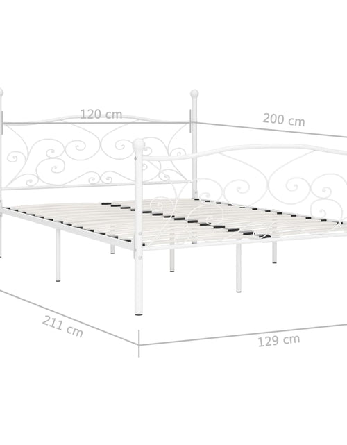 Încărcați imaginea în vizualizatorul Galerie, Cadru de pat cu bază din șipci, alb, 120 x 200 cm, metal - Lando
