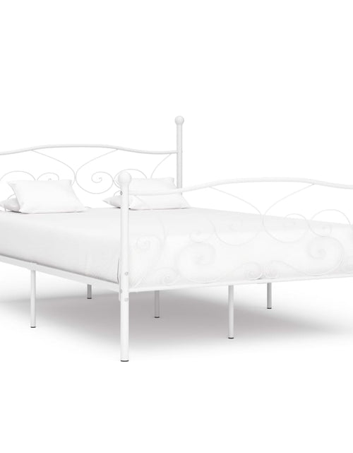 Загрузите изображение в средство просмотра галереи, Cadru de pat cu bază din șipci, alb, 140 x 200 cm, metal - Lando
