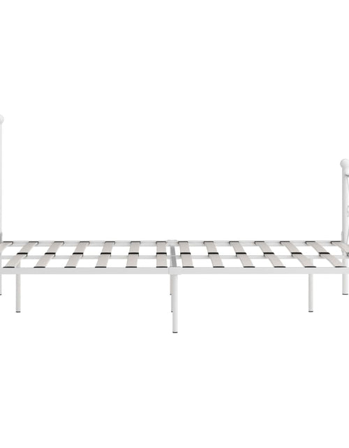 Încărcați imaginea în vizualizatorul Galerie, Cadru de pat cu bază din șipci, alb, 140 x 200 cm, metal - Lando

