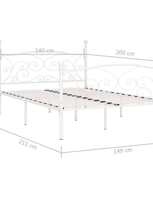 Încărcați imaginea în vizualizatorul Galerie, Cadru de pat cu bază din șipci, alb, 140 x 200 cm, metal - Lando
