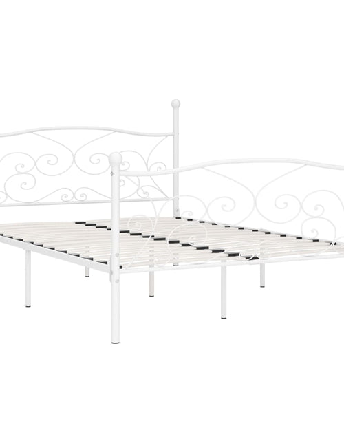 Încărcați imaginea în vizualizatorul Galerie, Cadru de pat cu bază din șipci, alb, 160 x 200 cm, metal - Lando
