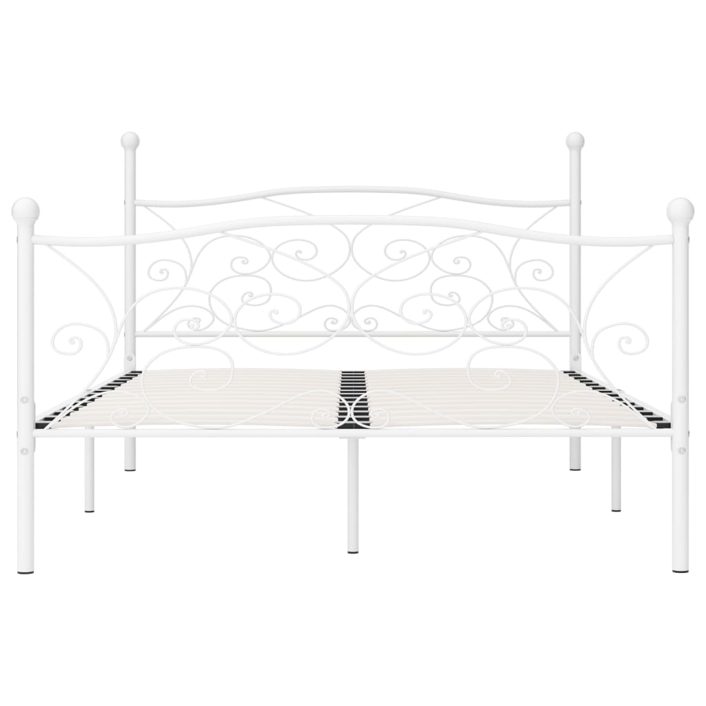 Cadru de pat cu bază din șipci, alb, 160 x 200 cm, metal - Lando