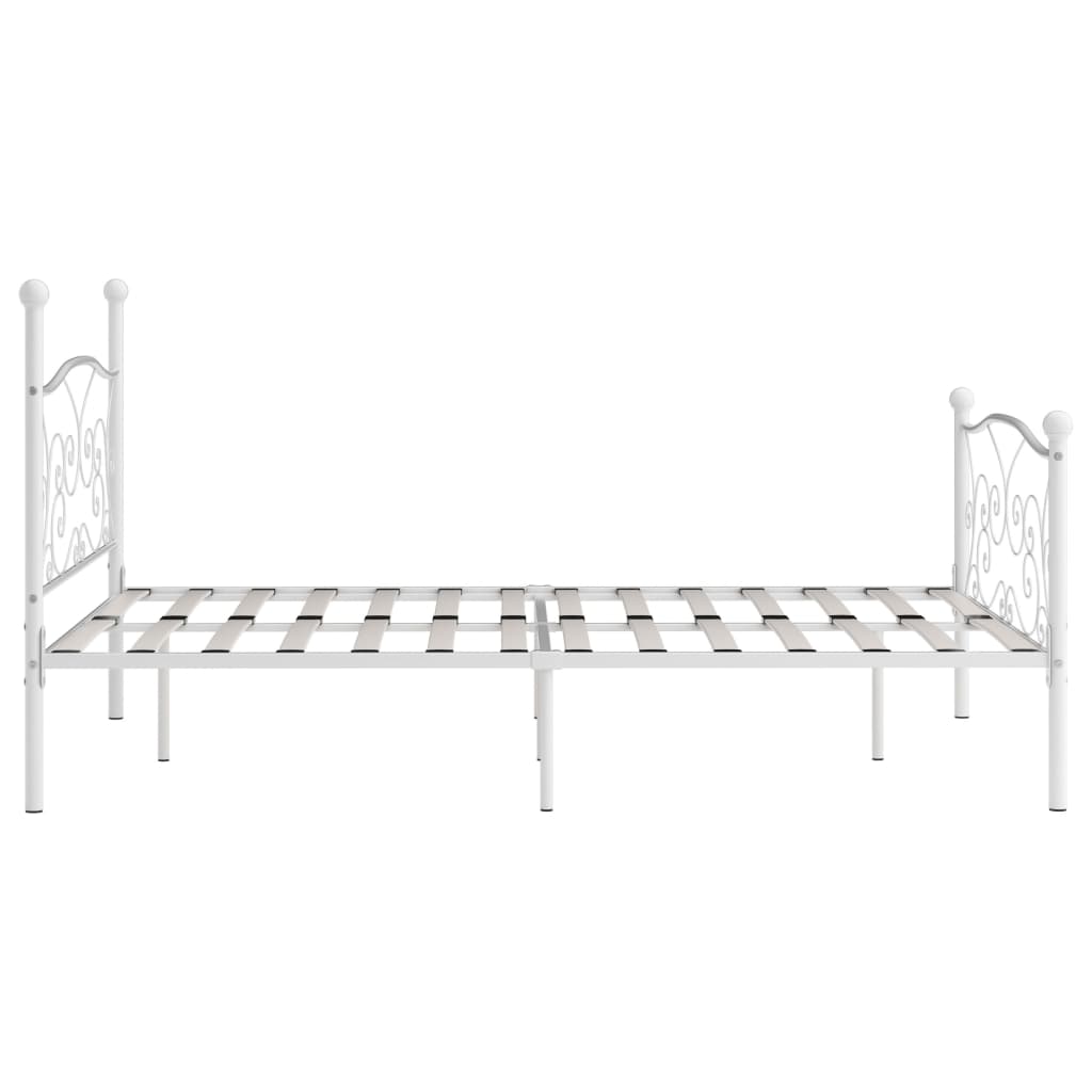 Cadru de pat cu bază din șipci, alb, 160 x 200 cm, metal - Lando