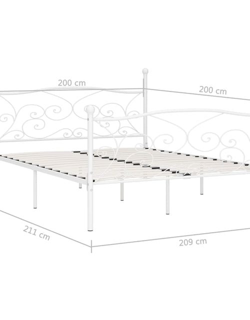 Încărcați imaginea în vizualizatorul Galerie, Cadru de pat cu bază din șipci, alb, 200 x 200 cm, metal - Lando
