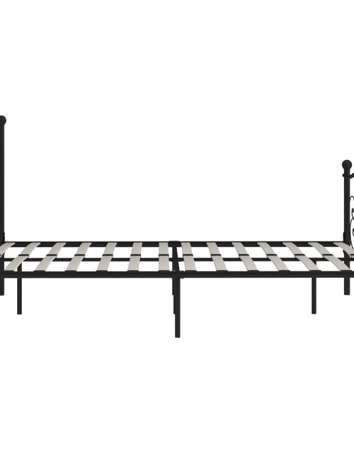 Încărcați imaginea în vizualizatorul Galerie, Cadru de pat cu bază din șipci, negru, 200 x 200 cm, metal - Lando
