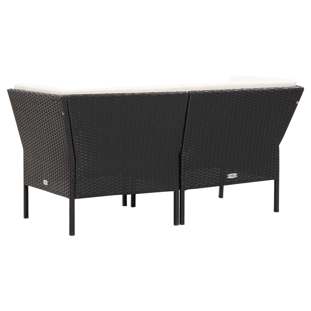 Set mobilier de grădină cu perne, 6 piese, negru, poliratan Lando - Lando