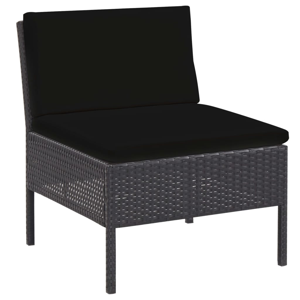 Set mobilier de grădină cu perne, 5 piese, negru, poliratan Lando - Lando