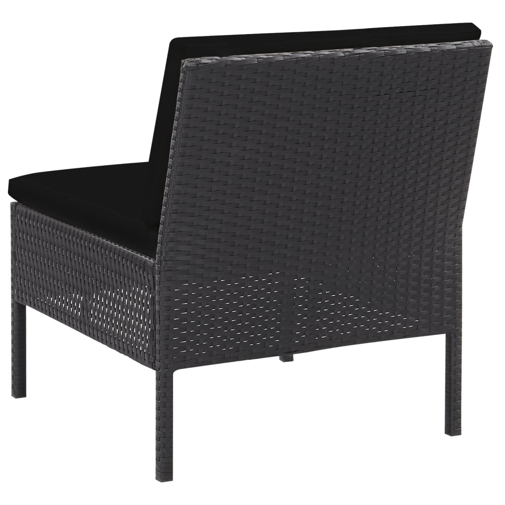 Set mobilier de grădină cu perne, 5 piese, negru, poliratan Lando - Lando