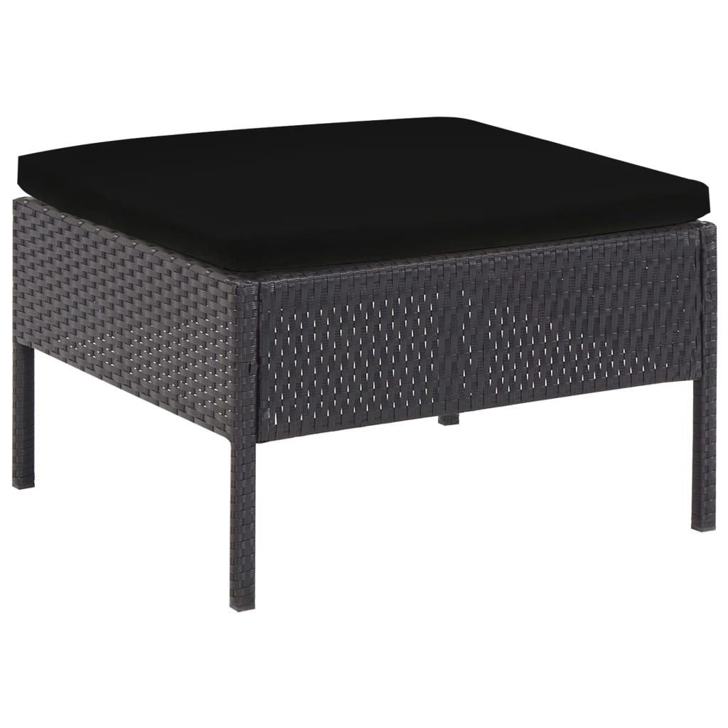 Set mobilier de grădină cu perne, 5 piese, negru, poliratan Lando - Lando