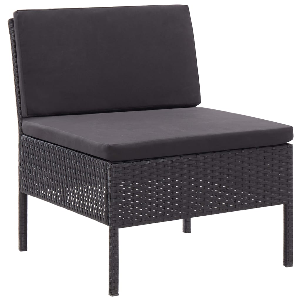 Set mobilier de grădină cu perne, 3 piese, negru, poliratan Lando - Lando