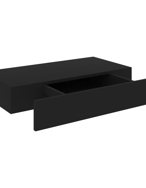 Загрузите изображение в средство просмотра галереи, Raft de perete suspendat cu sertar, negru, 48 x 25 x 8 cm - Lando
