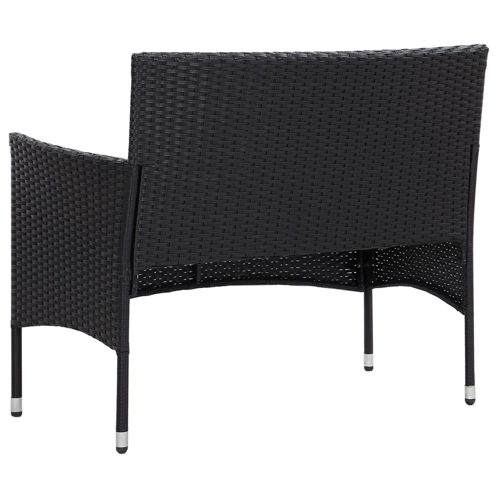 Set mobilier de grădină cu perne, 4 piese, negru, poliratan Lando - Lando