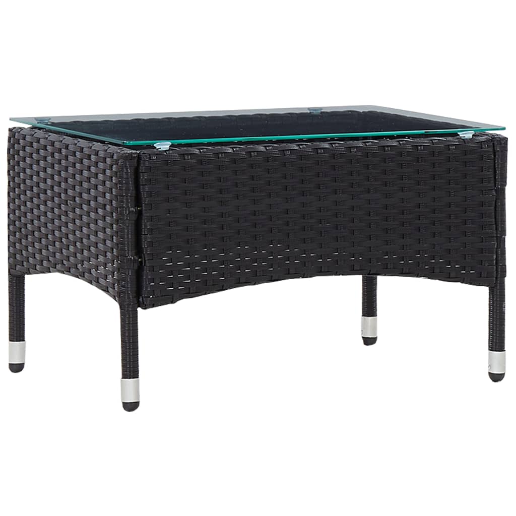 Set mobilier de grădină cu perne, 4 piese, negru, poliratan Lando - Lando