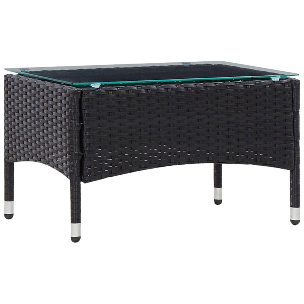 Set mobilier de grădină cu perne, 4 piese, negru, poliratan Lando - Lando