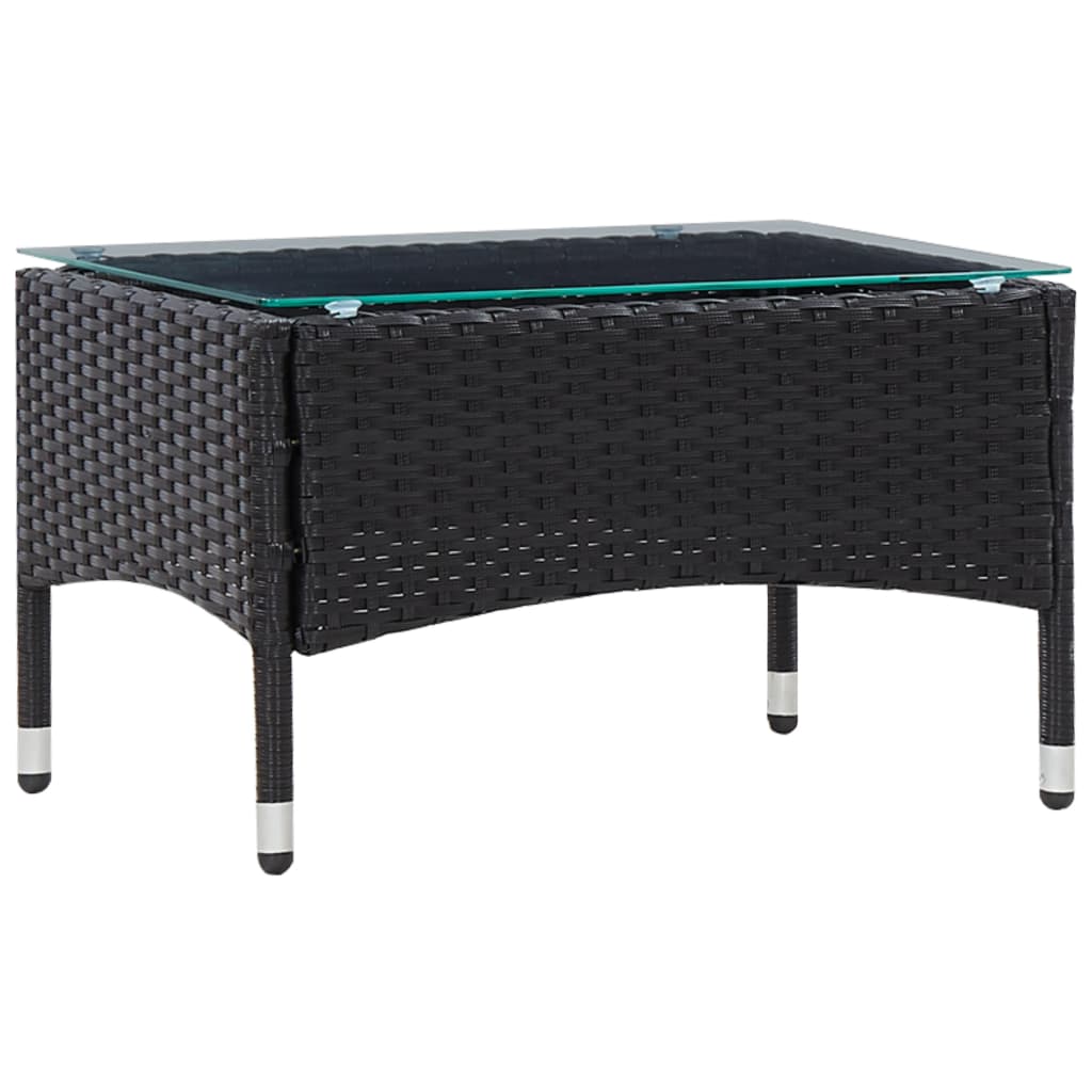 Set mobilier de grădină cu perne, 5 piese, negru, poliratan Lando - Lando