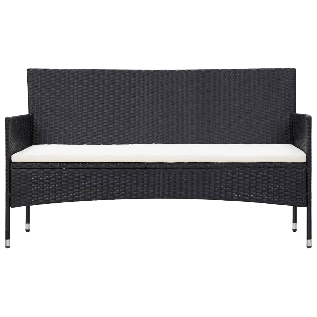 Set mobilier de grădină cu perne, 5 piese, negru, poliratan Lando - Lando