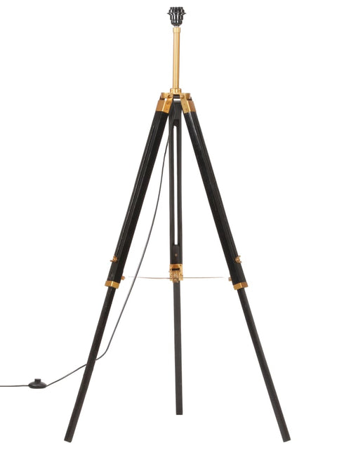 Загрузите изображение в средство просмотра галереи, Lampă de podea trepied, negru și auriu, 141 cm, lemn masiv tec - Lando
