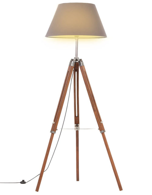Загрузите изображение в средство просмотра галереи, Lampă de podea trepied, maro miere și gri, 141 cm, lemn de tec - Lando
