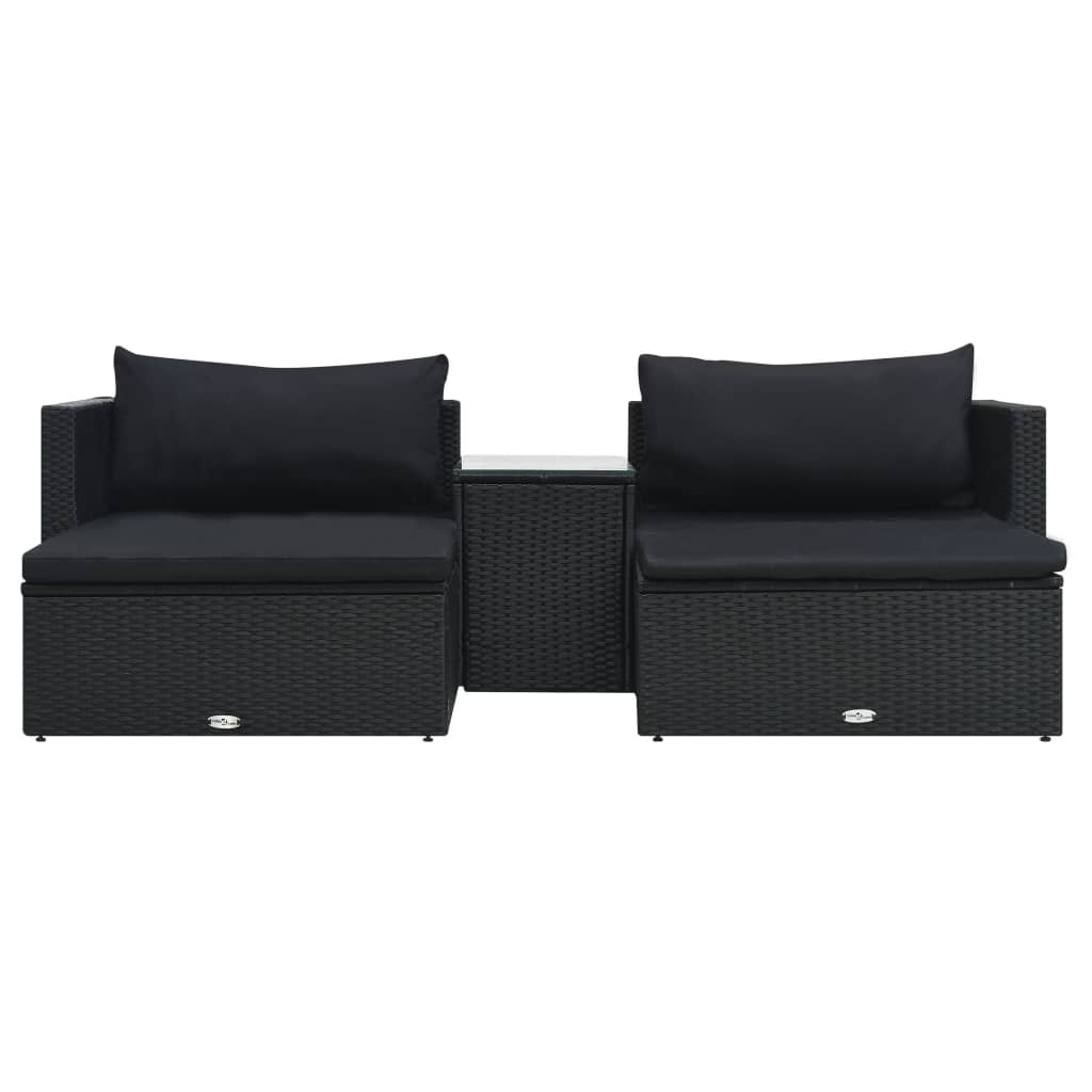 Set mobilier de grădină cu perne, 5 piese, negru, poliratan Lando - Lando