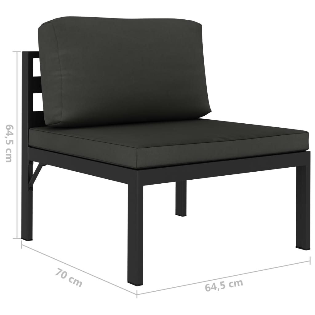 Set mobilier de grădină cu perne, 3 piese, antracit, aluminiu - Lando