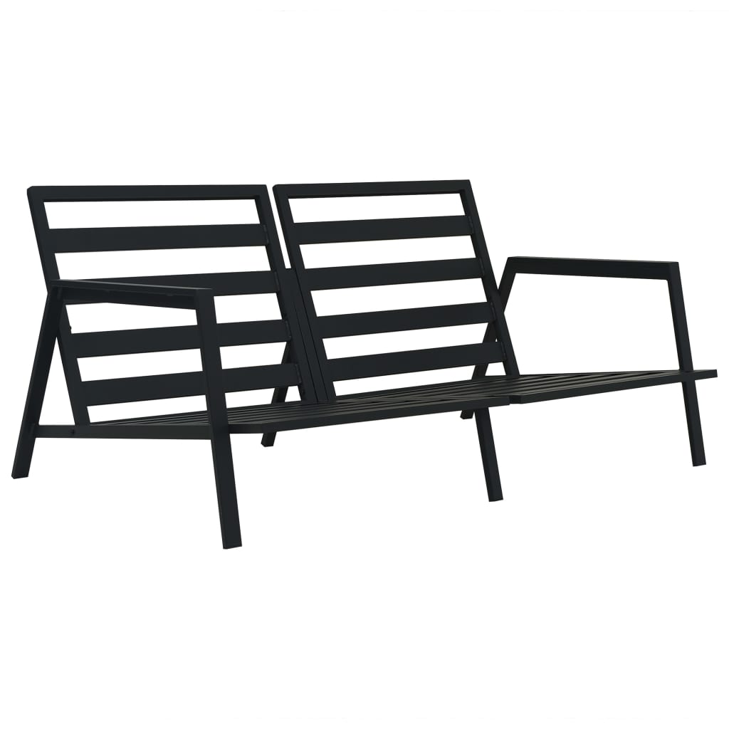 Set mobilier grădină cu perne, 4 piese, gri, închis aluminiu Lando - Lando