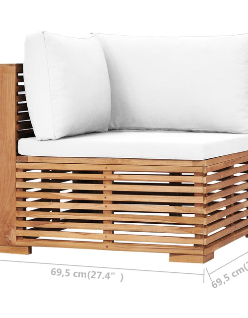 Încărcați imaginea în vizualizatorul Galerie, Canapea de grădină de colț cu perne crem, lemn masiv de tec - Lando
