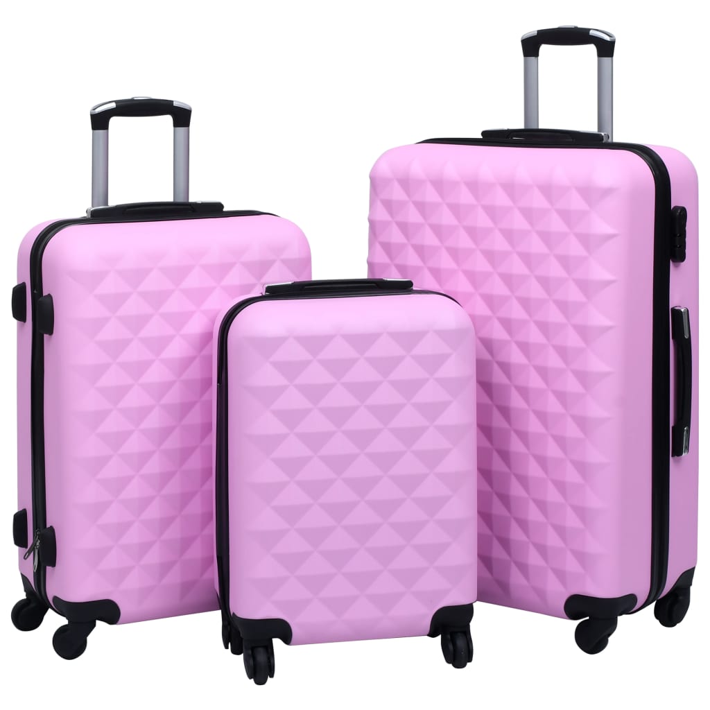 Set de valize cu carcasă rigidă, 3 piese, roz, ABS - Lando