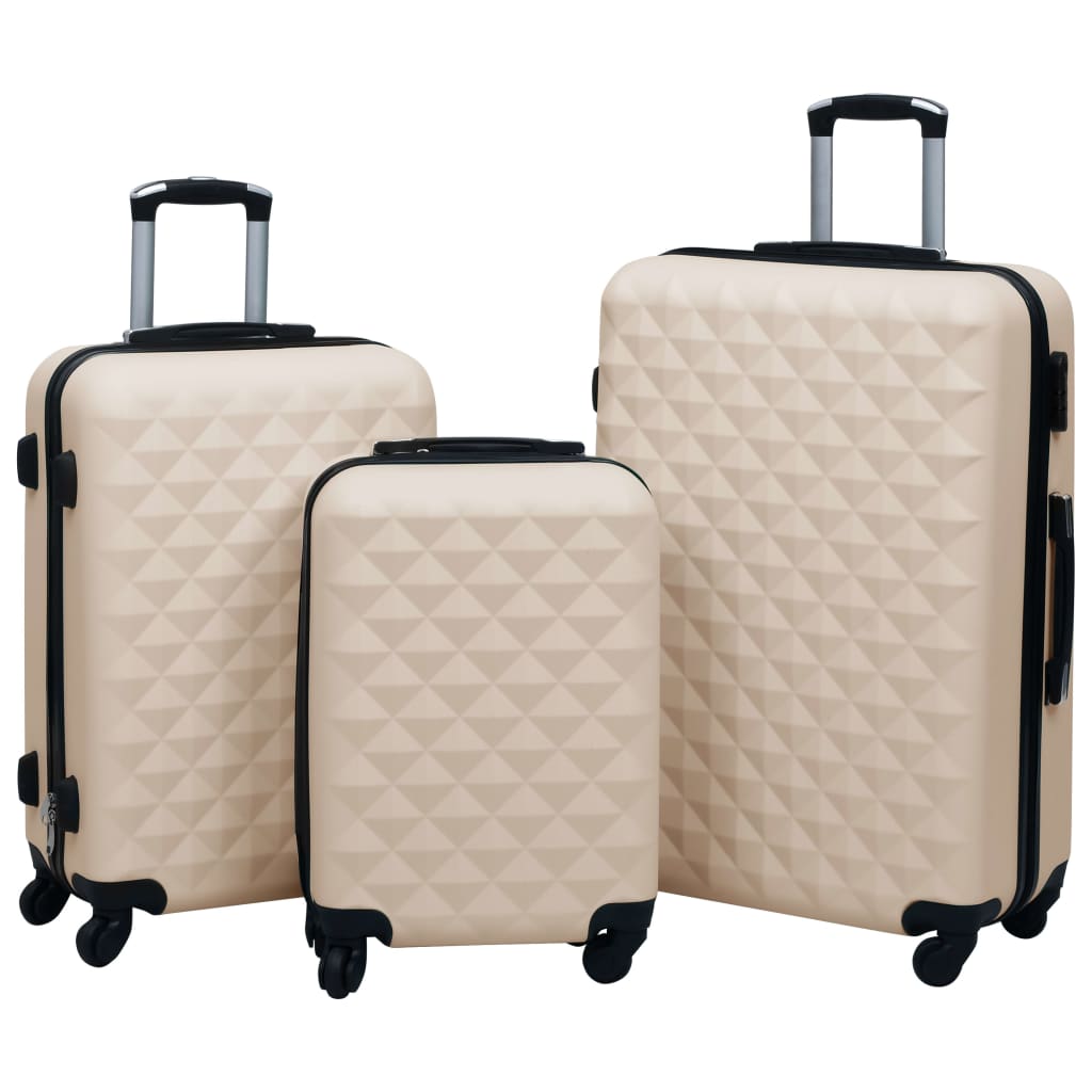Set de valize cu carcasă rigidă, 3 piese, auriu, ABS - Lando