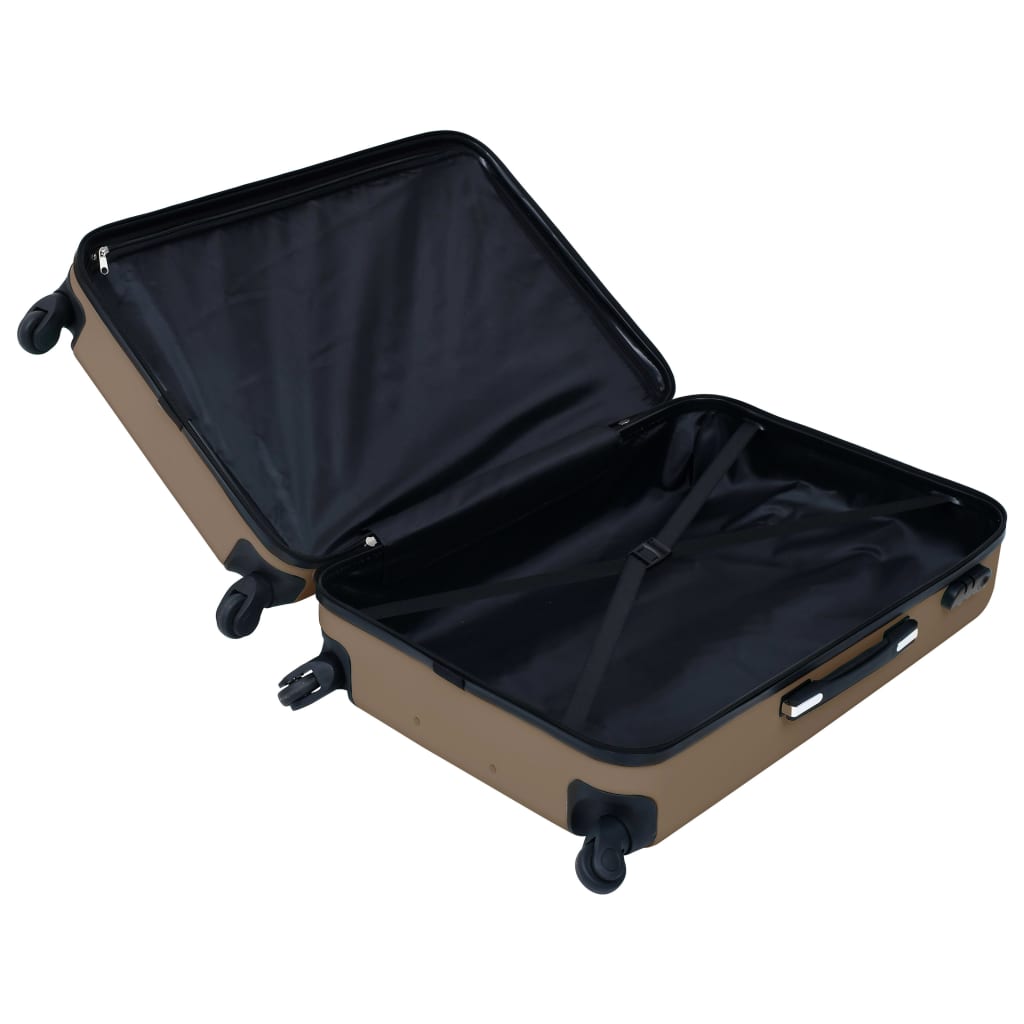 Set de valize cu carcasă rigidă, 3 piese, maro, ABS - Lando
