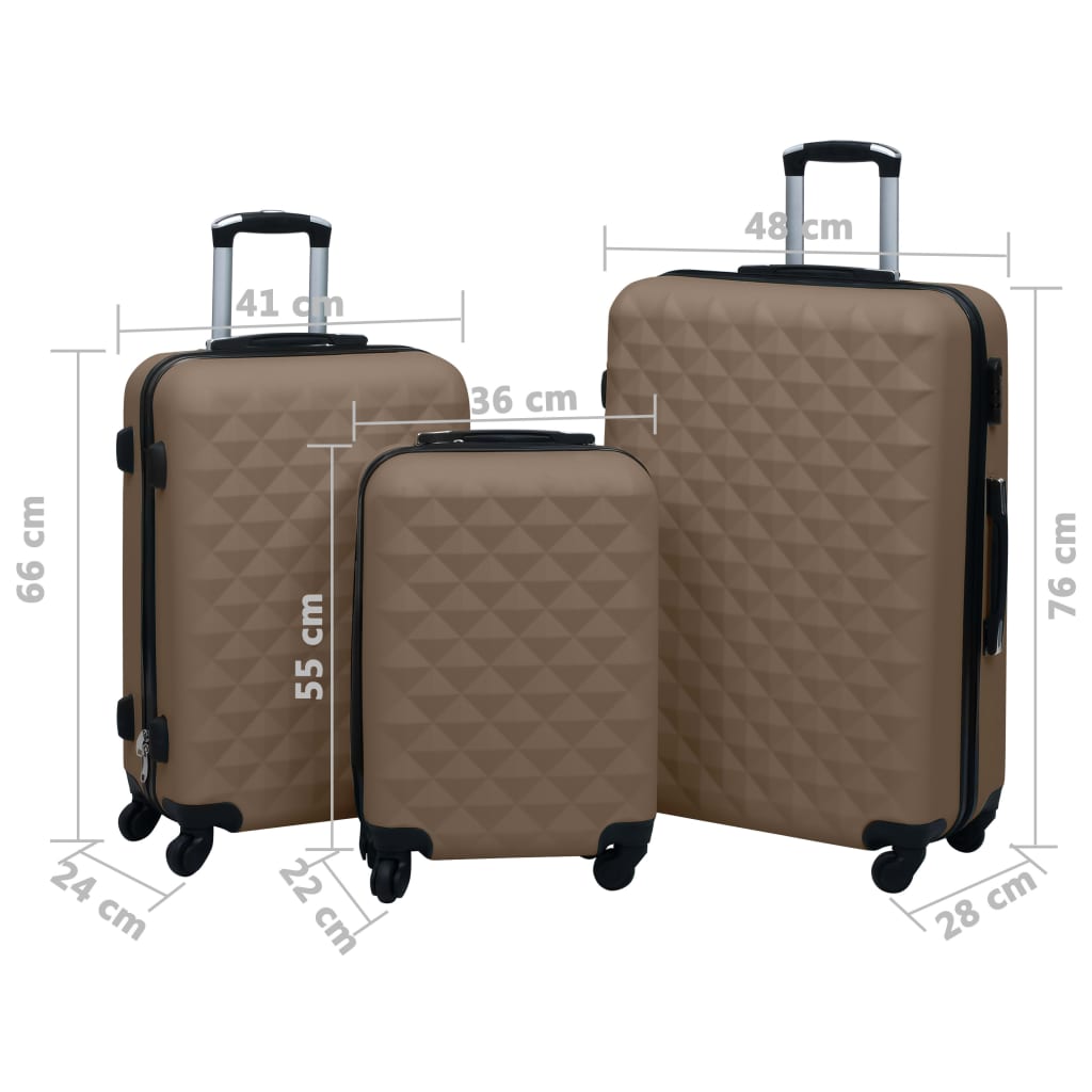 Set de valize cu carcasă rigidă, 3 piese, maro, ABS - Lando