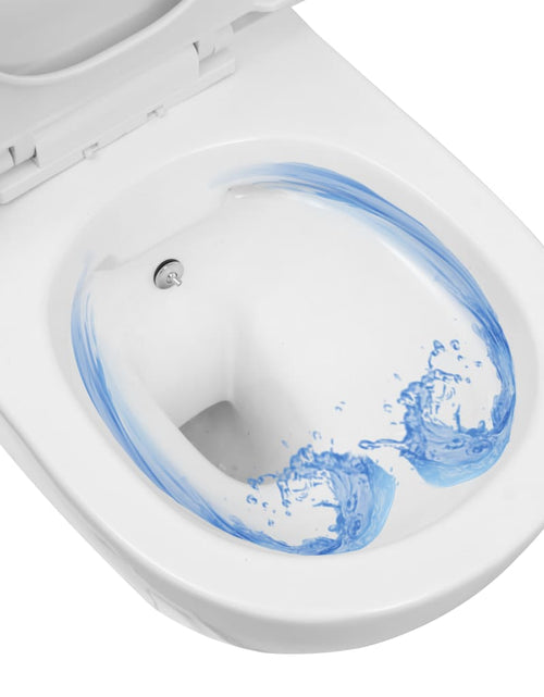 Încărcați imaginea în vizualizatorul Galerie, Vas WC suspendat fără ramă cu funcție de bideu, alb, ceramică Lando - Lando
