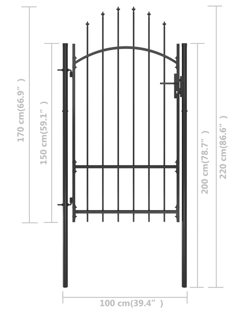 Загрузите изображение в средство просмотра галереи, Poartă de grădină, negru, 1 x 2,2 m, oțel Lando - Lando
