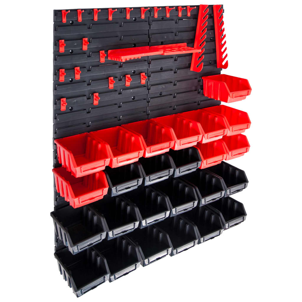 Set cutii depozitare 29 piese cu panouri de perete, roșu&negru - Lando