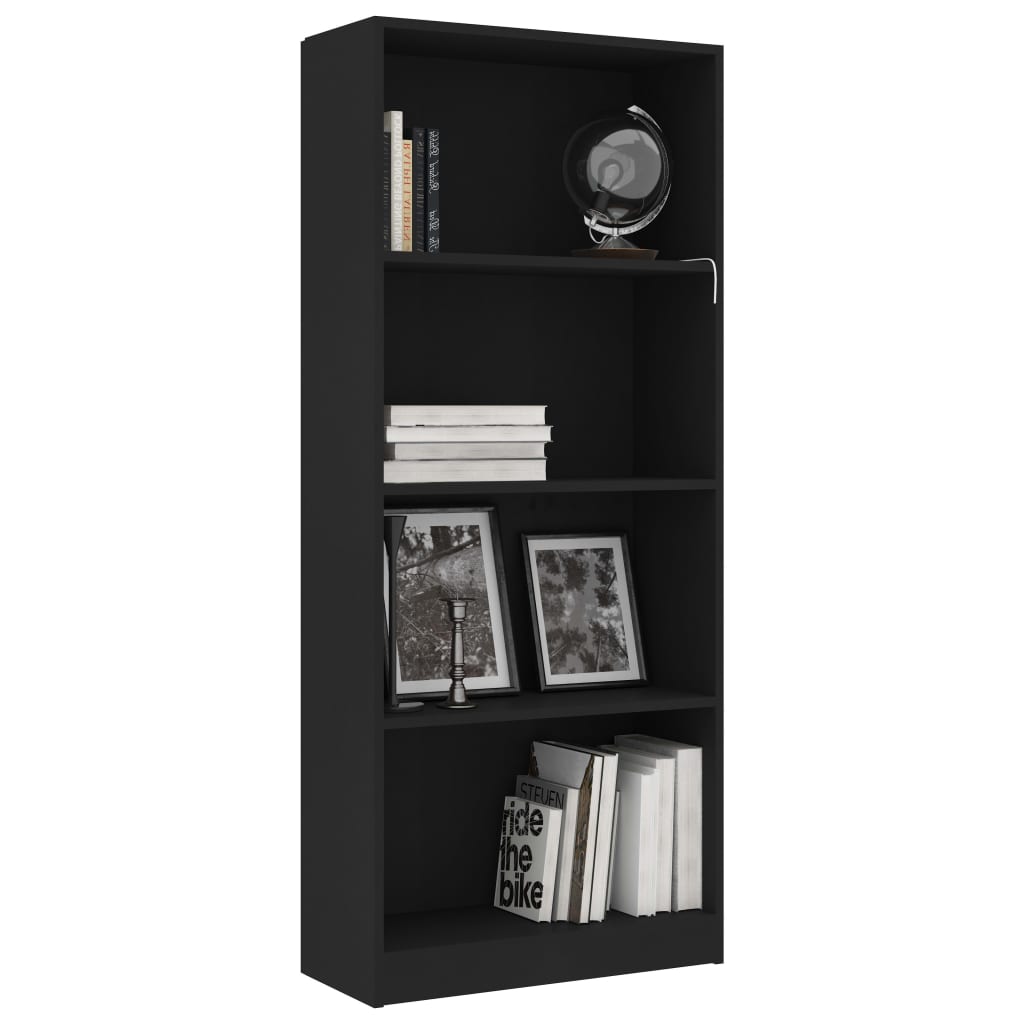 Bibliotecă cu 4 rafturi, negru, 60 x 24 x 142 cm, PAL Lando - Lando