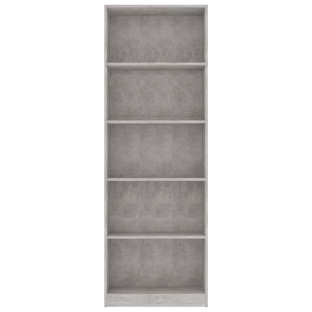 Bibliotecă cu 5 rafturi, gri beton, 60x24x175 cm, PAL Lando - Lando