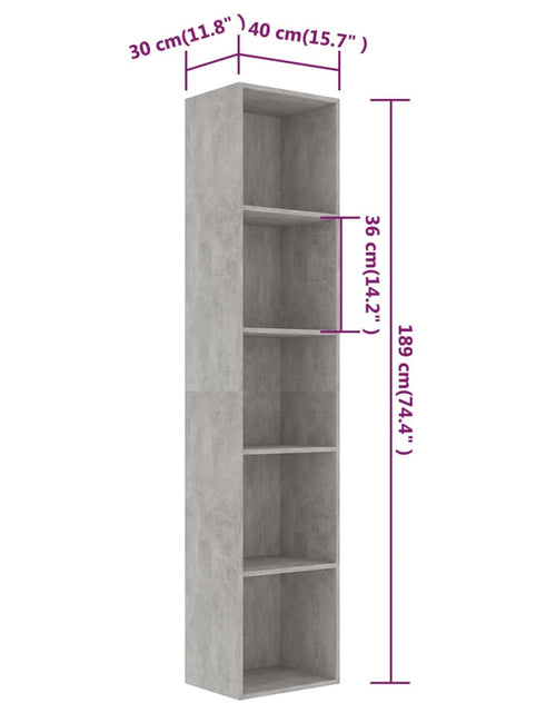 Загрузите изображение в средство просмотра галереи, Bibliotecă, gri beton, 40x30x189 cm, PAL Lando - Lando
